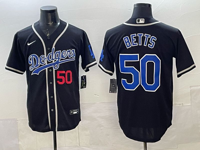 Men 2025 Nike Los Angeles Dodgers #50 Betts Black Game MLB Jersey 05->los angeles dodgers->MLB Jersey